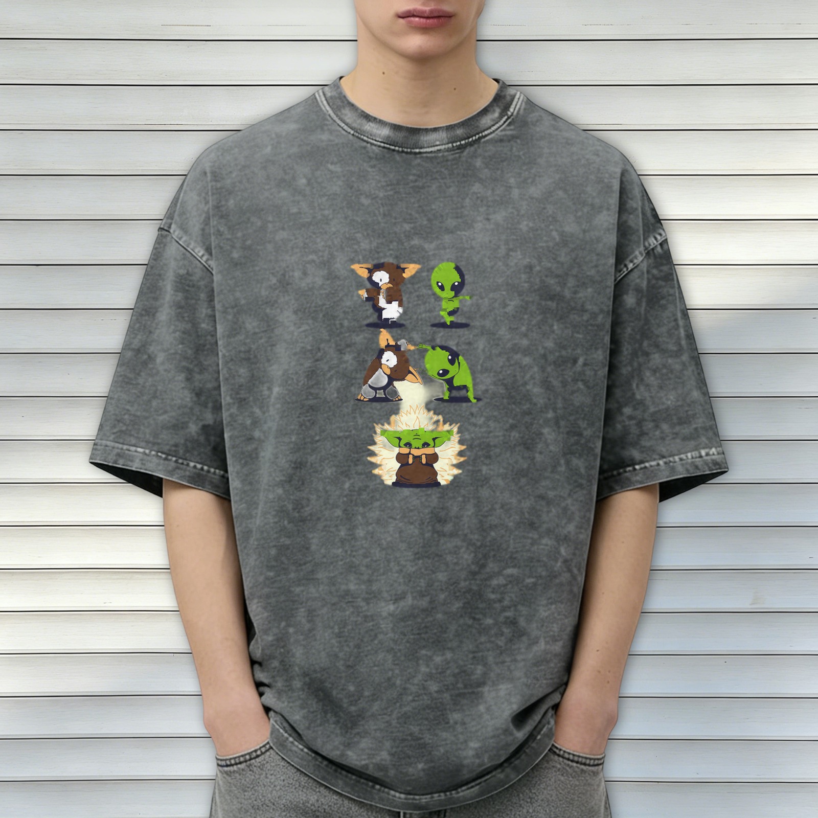 Vintage Washed T-Shirt With Cute Pop Culture Character Art