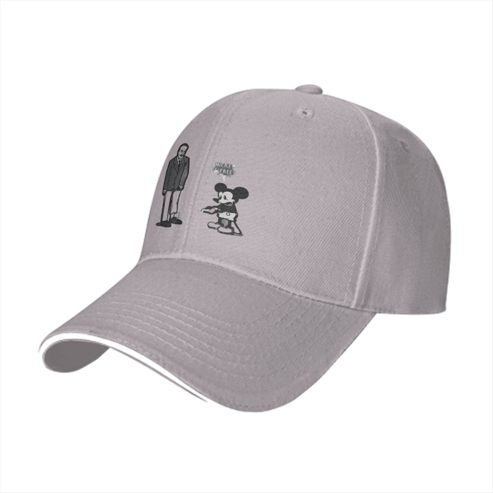 Black baseball cap with Mickey and Einstein graphic print