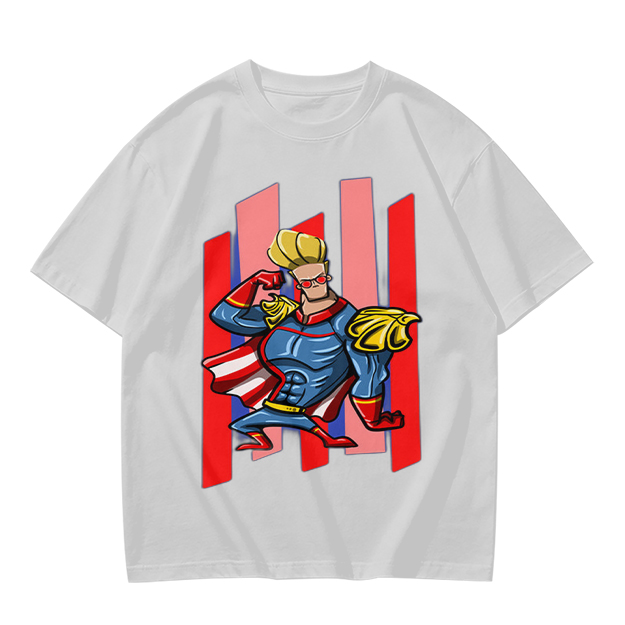Olive T-Shirt With Cartoon Superhero Character Graphic Print