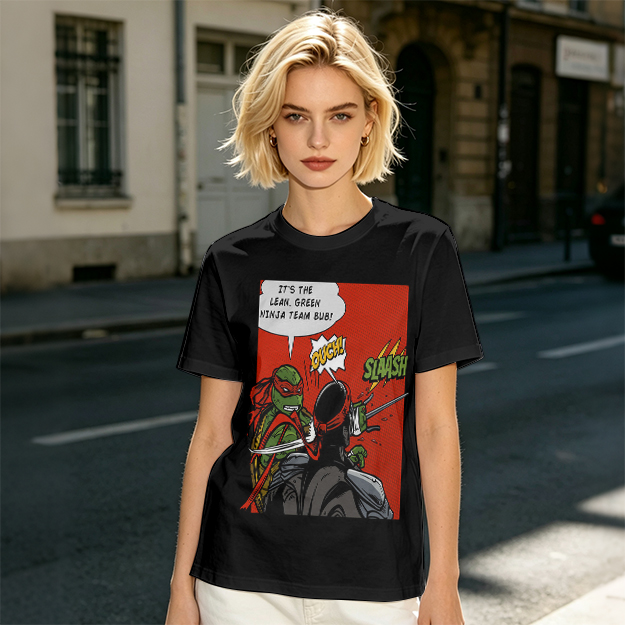 Olive T-Shirt with Ninja Turtles Comic Print