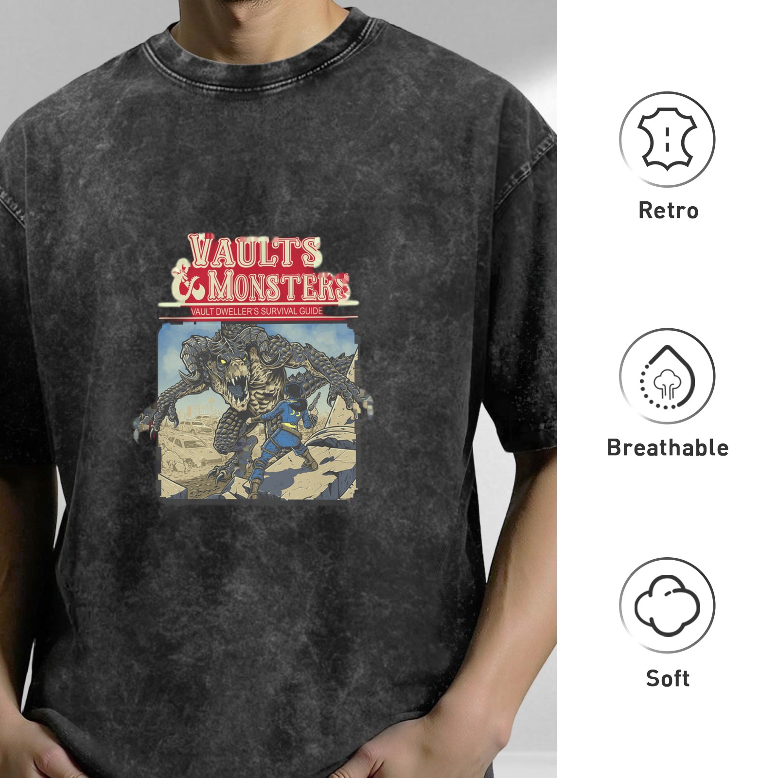 Fallout 'Vaults & Monsters' Acid Wash Oversized T-Shirt