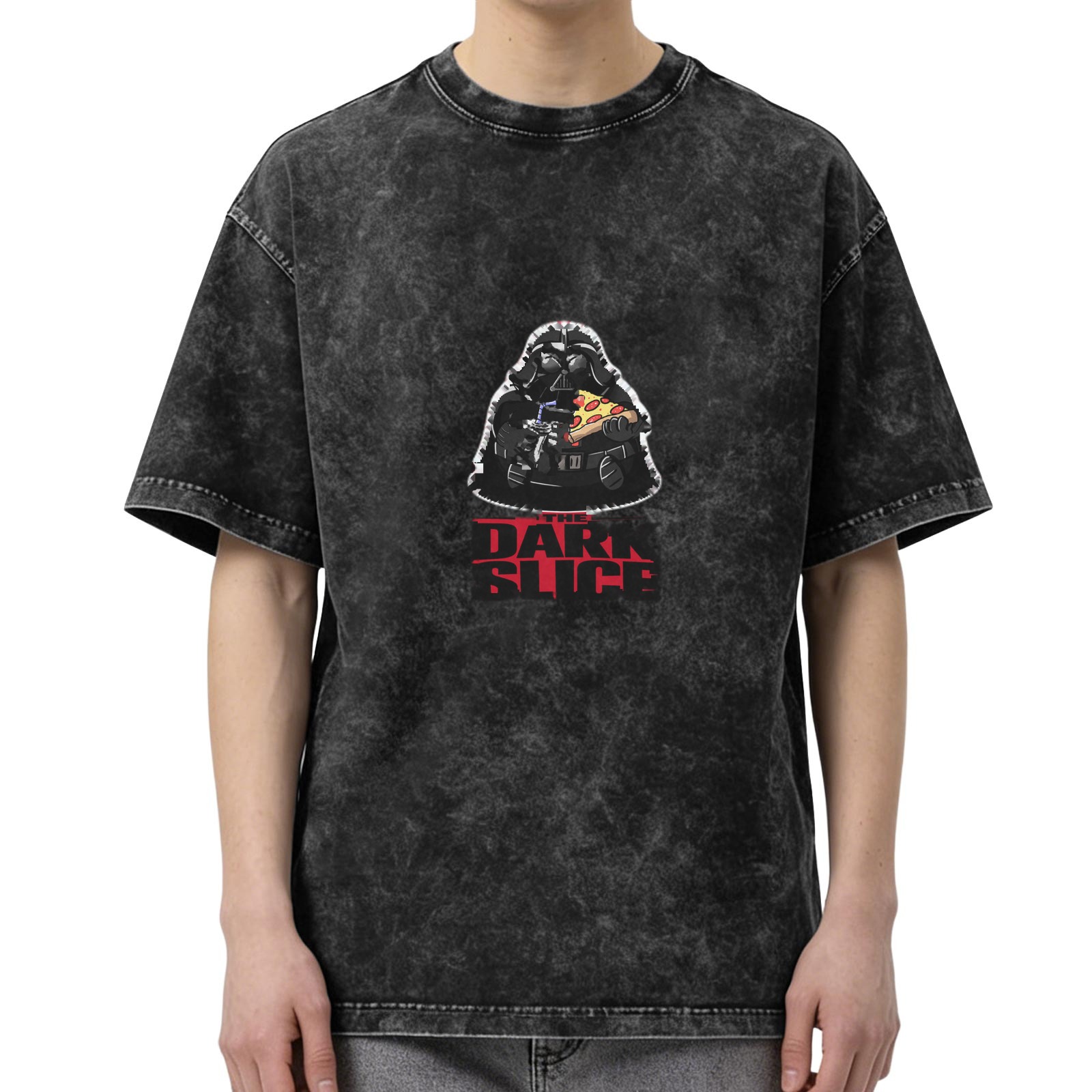 Dark Slice Darth Vader Pizza Print Oversized T-Shirt