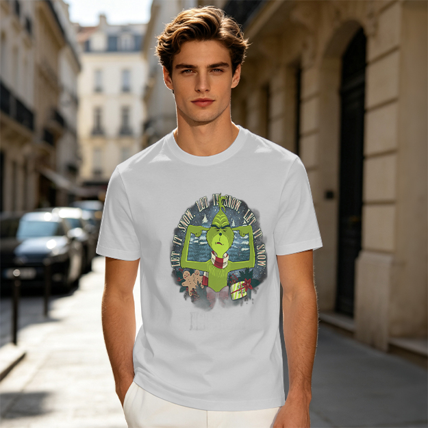 Olive Grinch Christmas Let It Snow Graphic T-Shirt