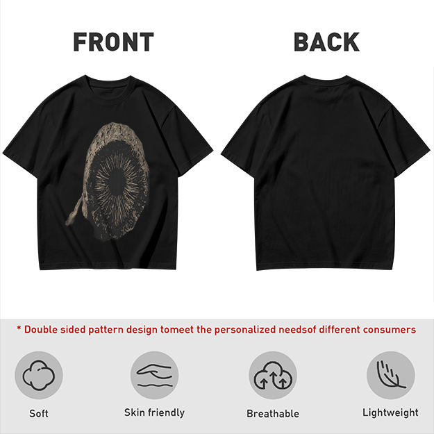 Olive Green T-Shirt With Mushroom Spore Print Graphic