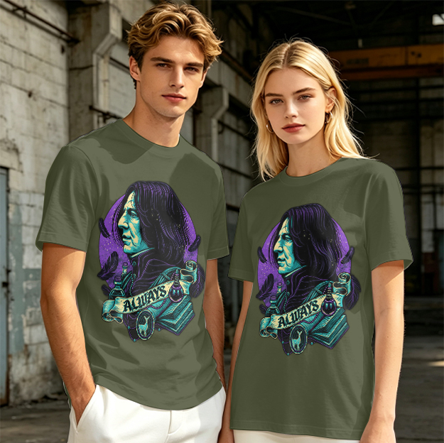 Olive T-Shirt With Severus Snape 'Always' Fantasy Art Print