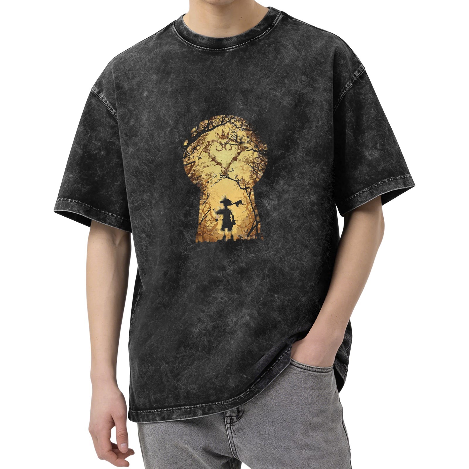 Kingdom Hearts Sora Keyhole Silhouette Vintage Wash T-Shirt