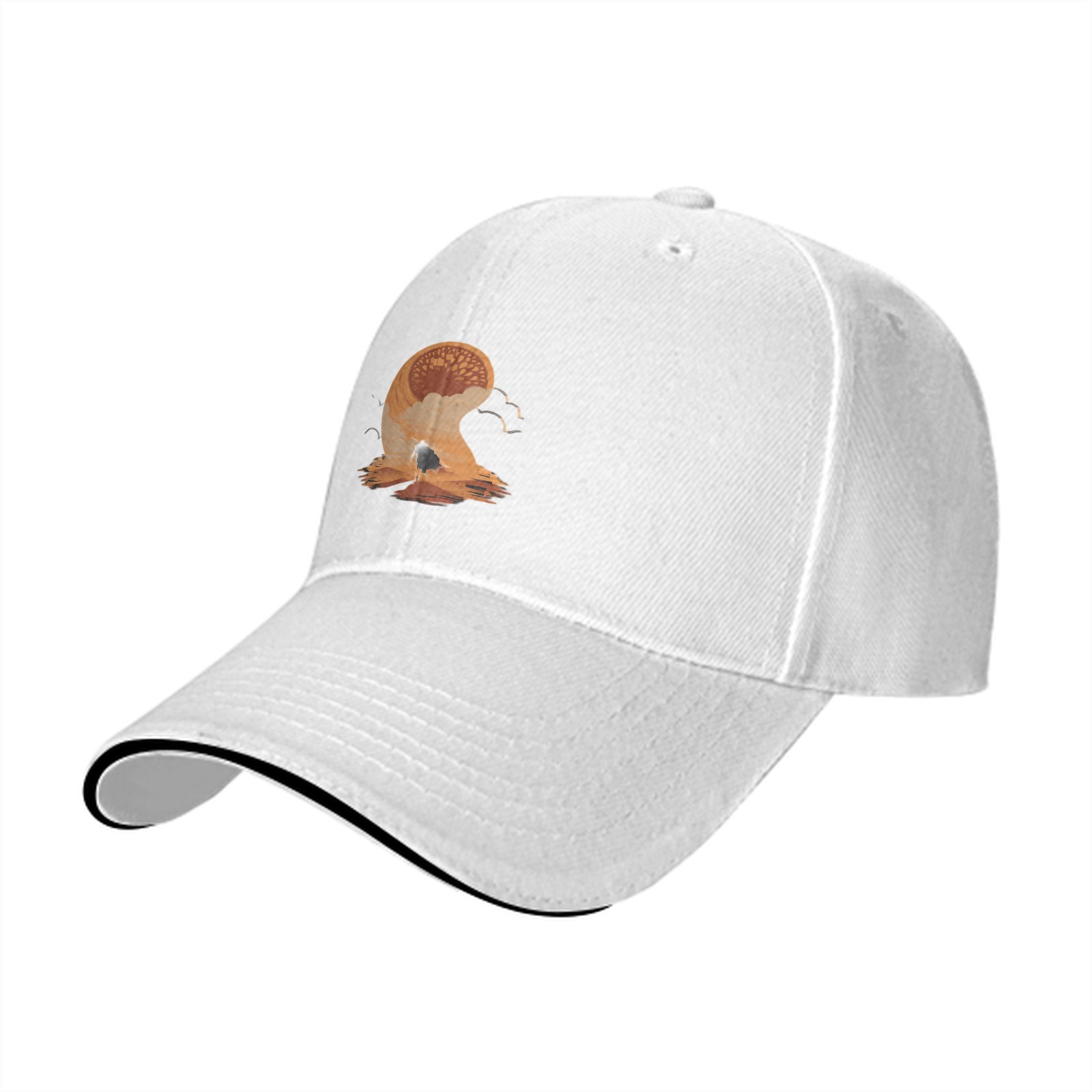 Black Baseball Cap With Desert Sandworm Art Print
