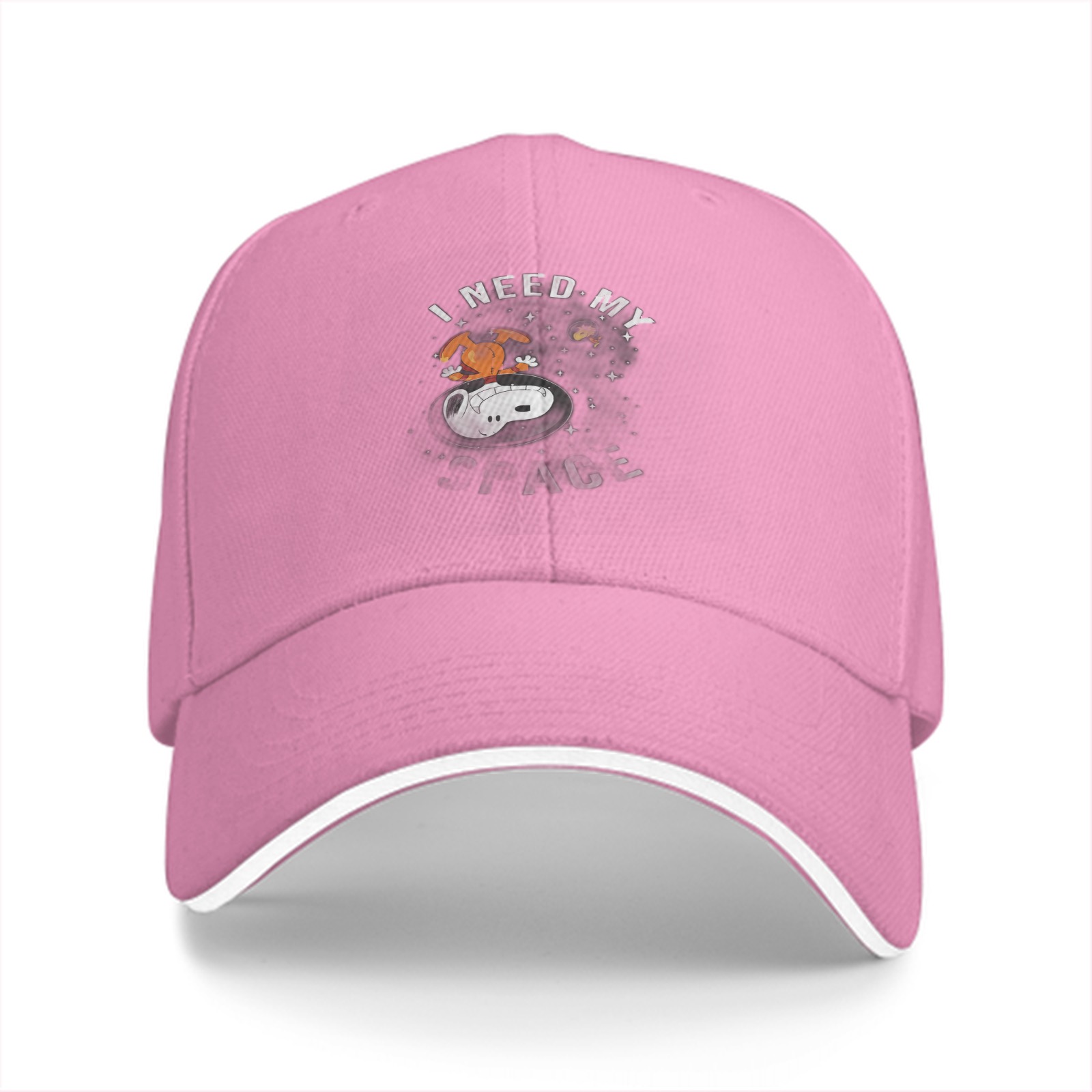 I Need My Space Snoopy Graphic Black Baseball Cap
