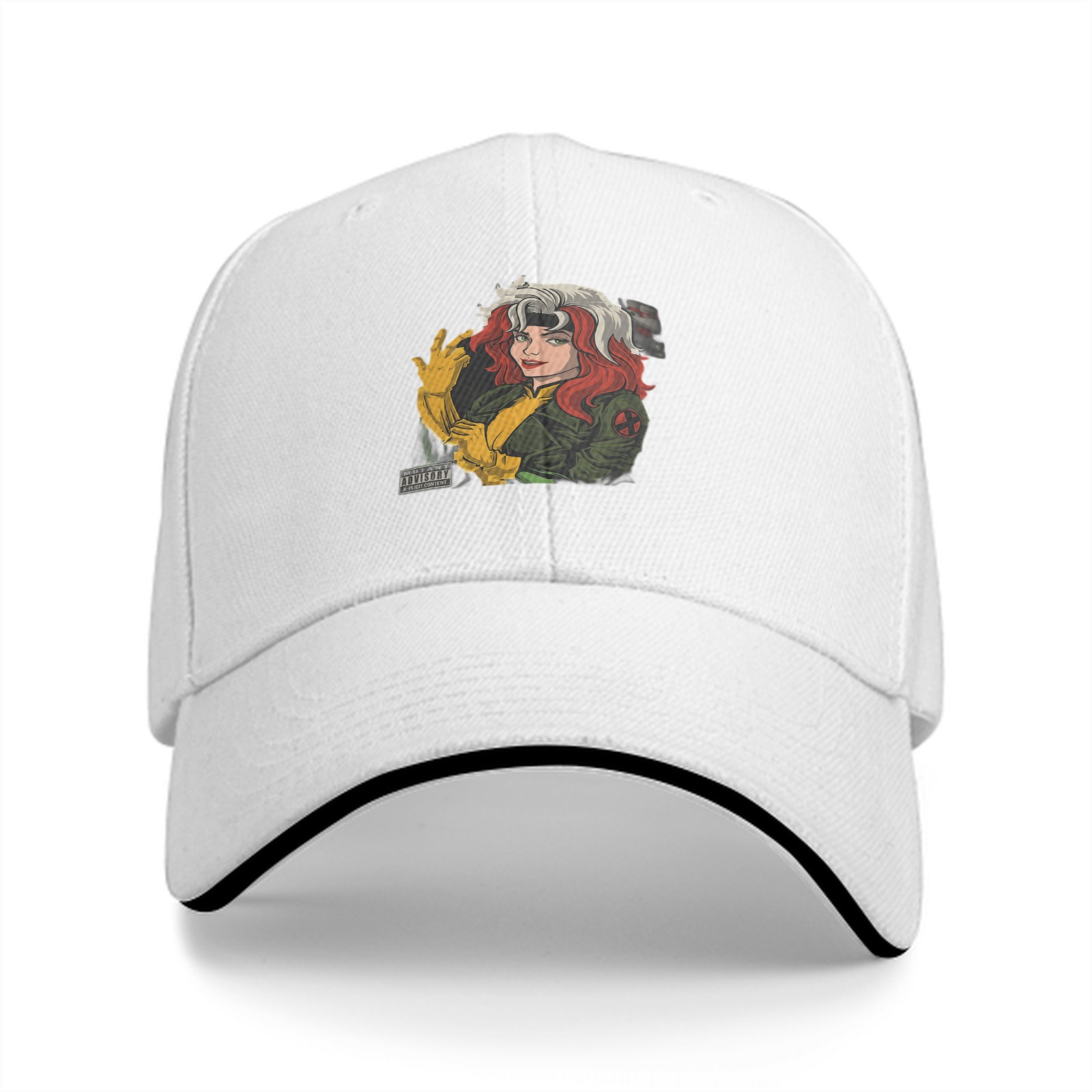 Black Baseball Cap With X-Men Rogue Graphic Print