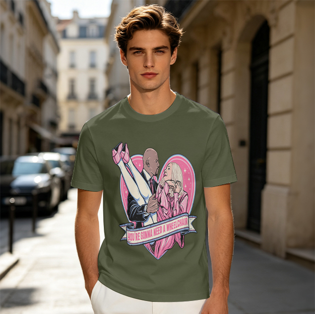 Olive Graphic T-Shirt With Funny Heart Print And Text