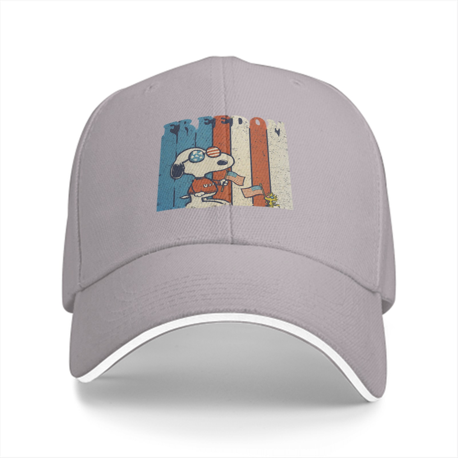 Black baseball cap with Snoopy Freedom patriotic graphic design