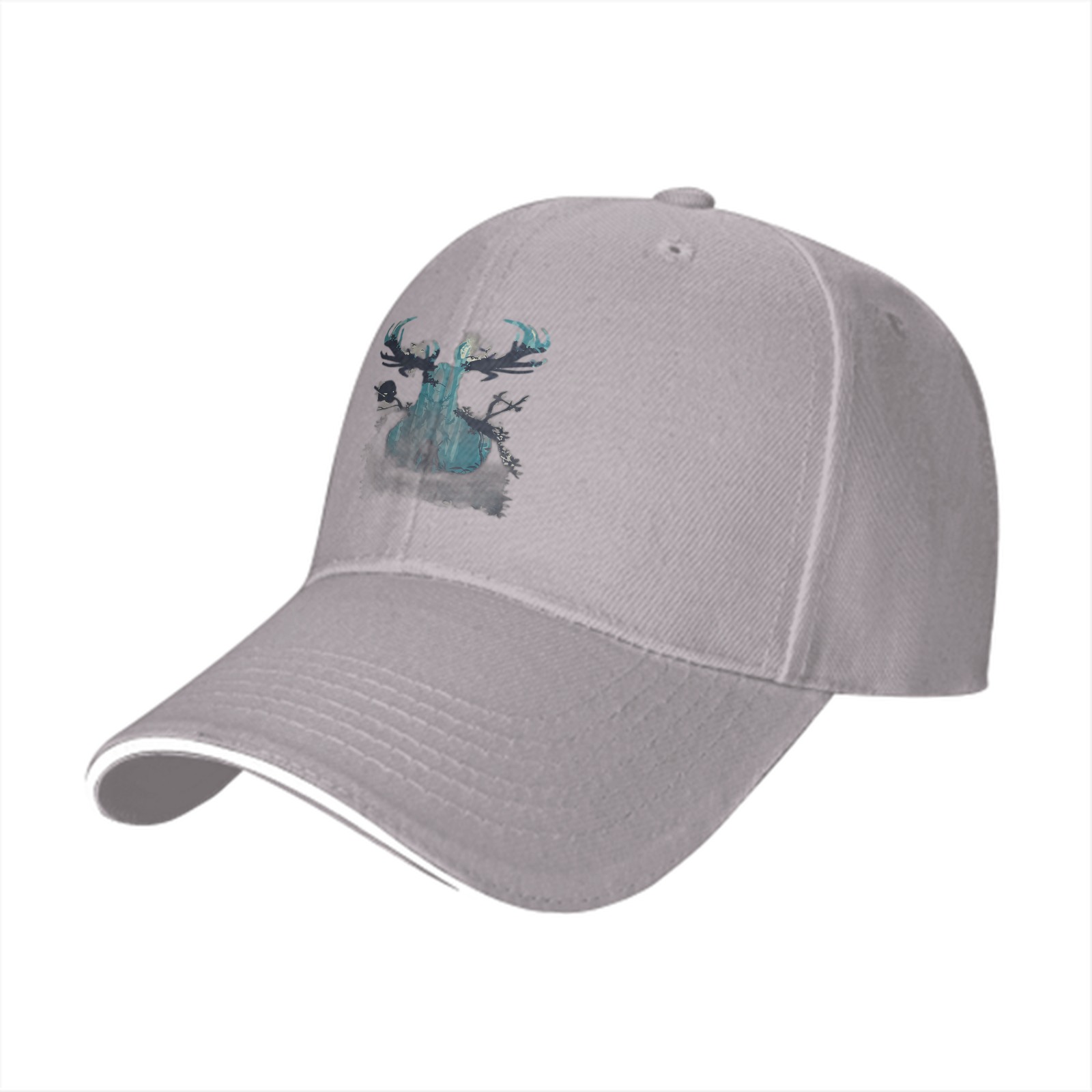 Black Baseball Cap With Glowing Moose Antler Artwork