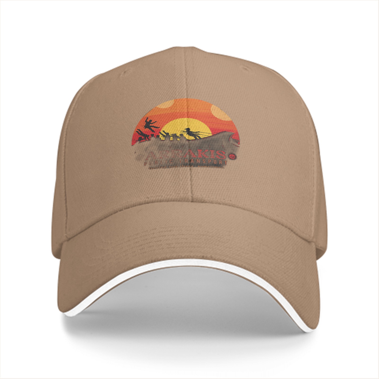 Black Baseball Cap with Sci-Fi Desert Sunset Graphic