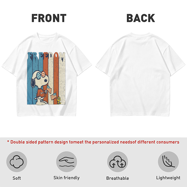 Olive Snoopy Freedom Patriotic Graphic T-Shirt