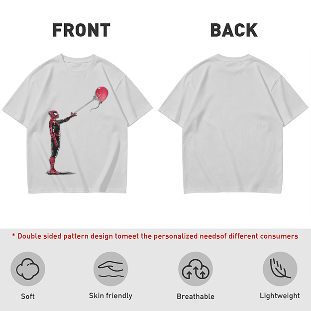 Olive T-shirt with Spider-Man Holding Red Balloon Graphic