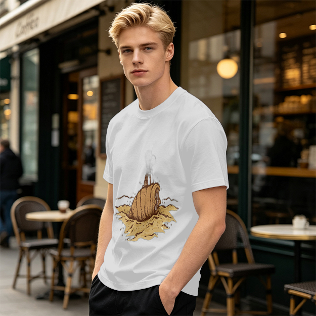 Olive Green T-Shirt With Sandworm Desert Print