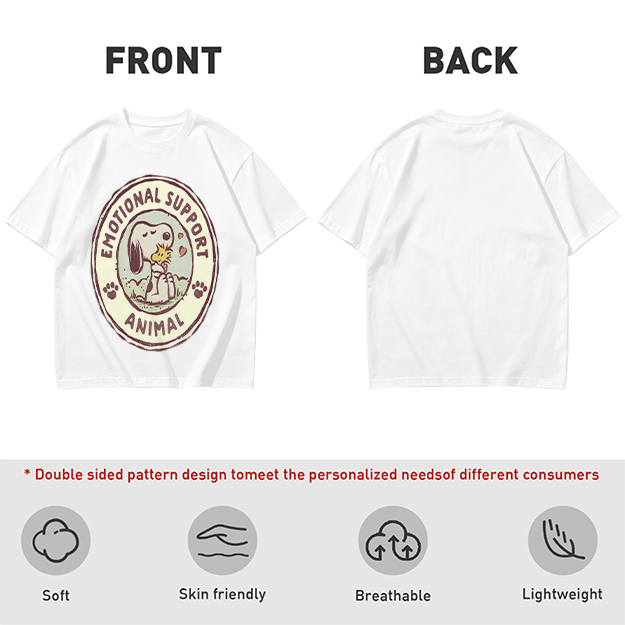 Olive Green Snoopy Emotional Support Animal Graphic T-Shirt