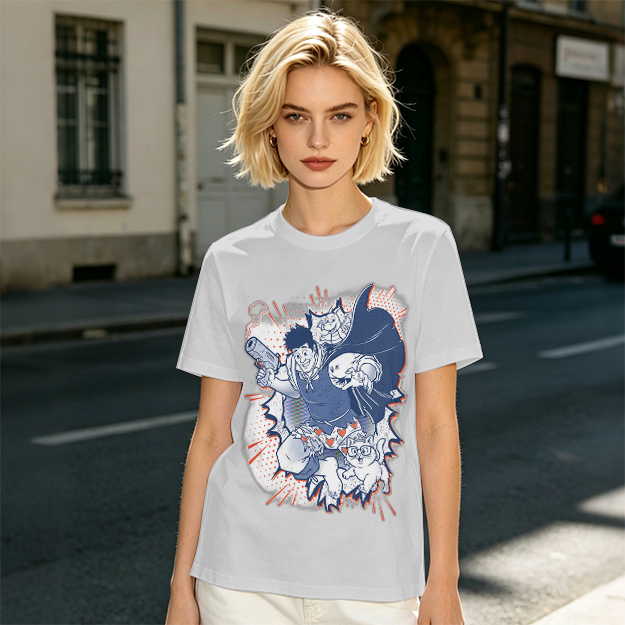 Olive T-Shirt with Playful Comic Style Character Print