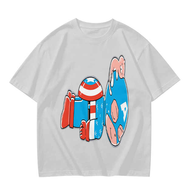 Olive Green T-Shirt With Melting Captain America Graphic Print