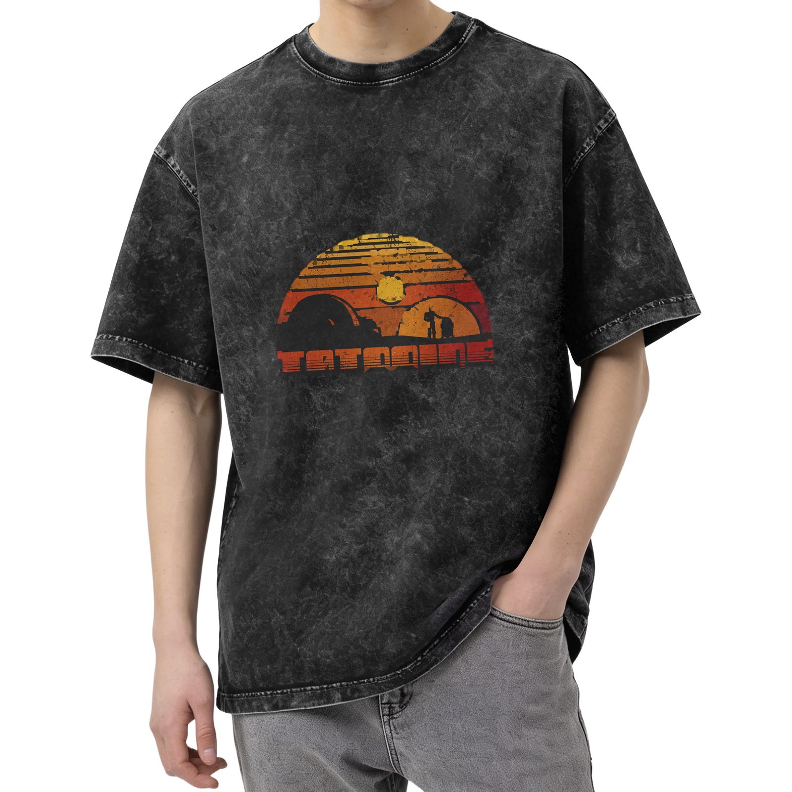 Star Wars Tatooine Sunset Graphic Vintage Wash T-Shirt