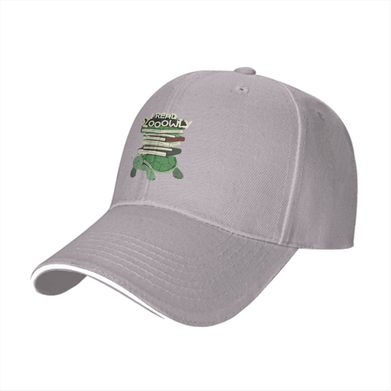 I Read Slowly Turtle With Books Graphic Baseball Cap