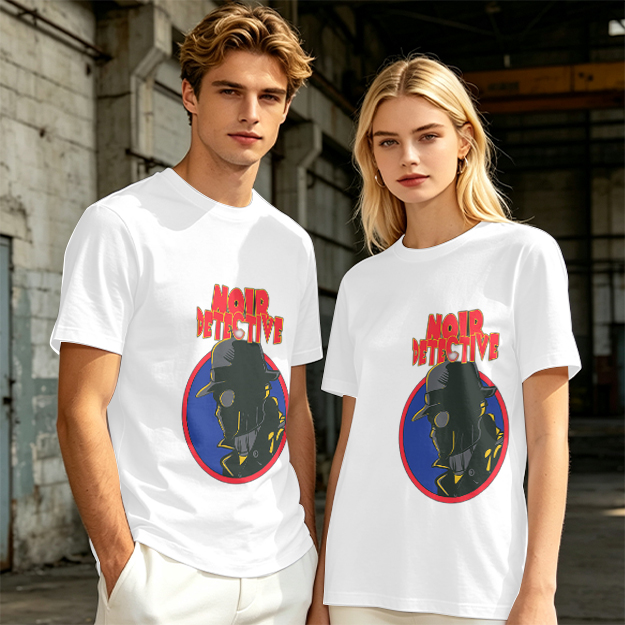 Noir Detective Graphic Olive T-Shirt for Casual Wear