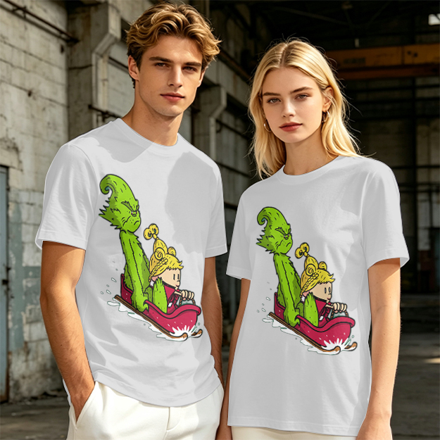 Grinch and Cindy Lou Who Sledding Graphic T-Shirt