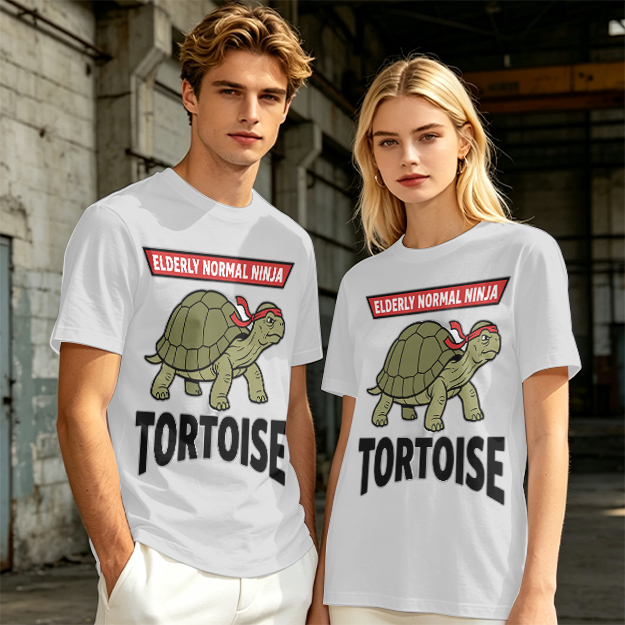 Elderly Normal Ninja Tortoise Graphic Olive T-Shirt