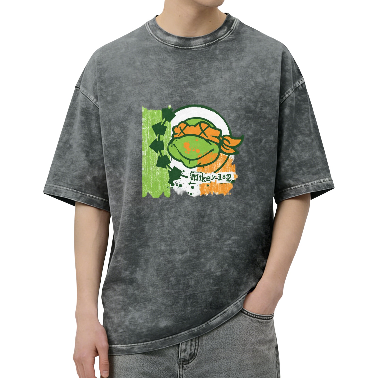 Teenage Mutant Ninja Turtles Mikey Graphic Acid Wash T-Shirt