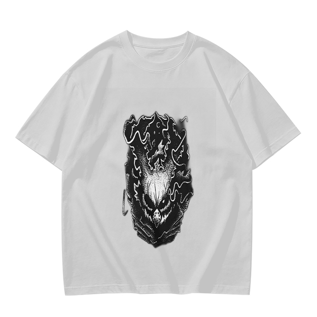 Olive Green T-Shirt with Dark Gothic Monster Graphic Print