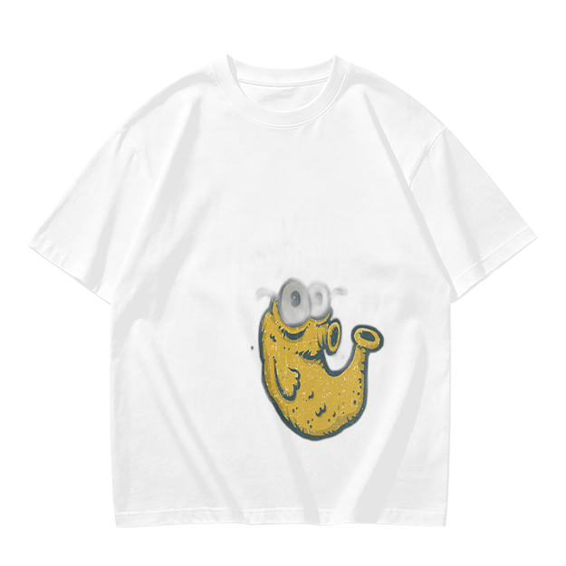 Olive Green T-Shirt With Whimsical Yellow Monster Graphic