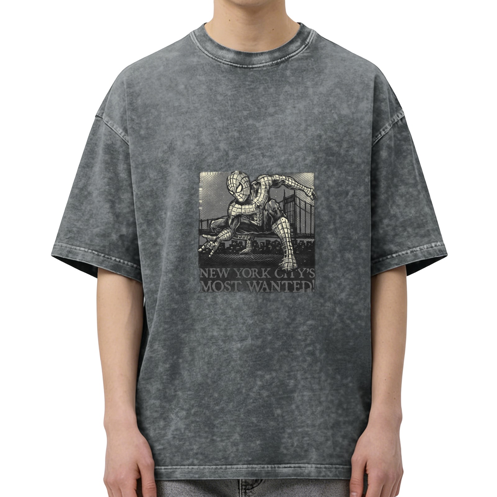 Vintage Spider-Man New York Most Wanted Acid Wash T-Shirt