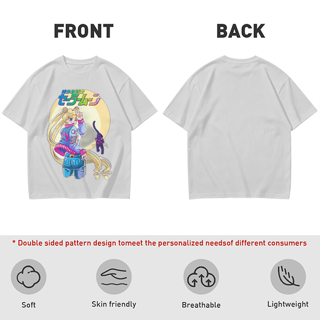 Olive anime graphic t-shirt featuring Usagi and Luna