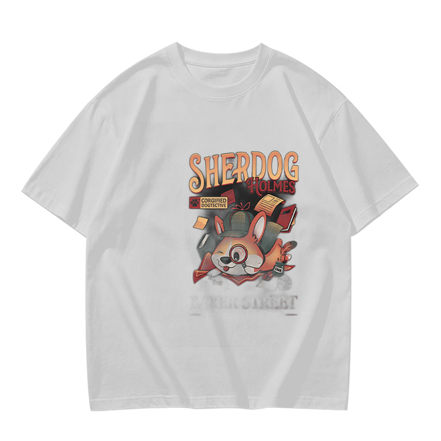 Olive T-Shirt with Sherdog Holmes Detective Dog Graphic Print