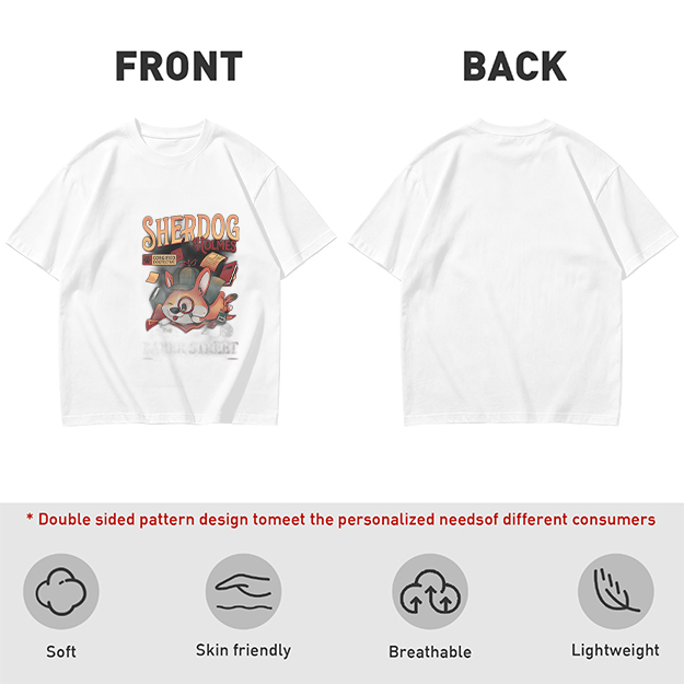 Olive T-Shirt with Sherdog Holmes Detective Dog Graphic Print