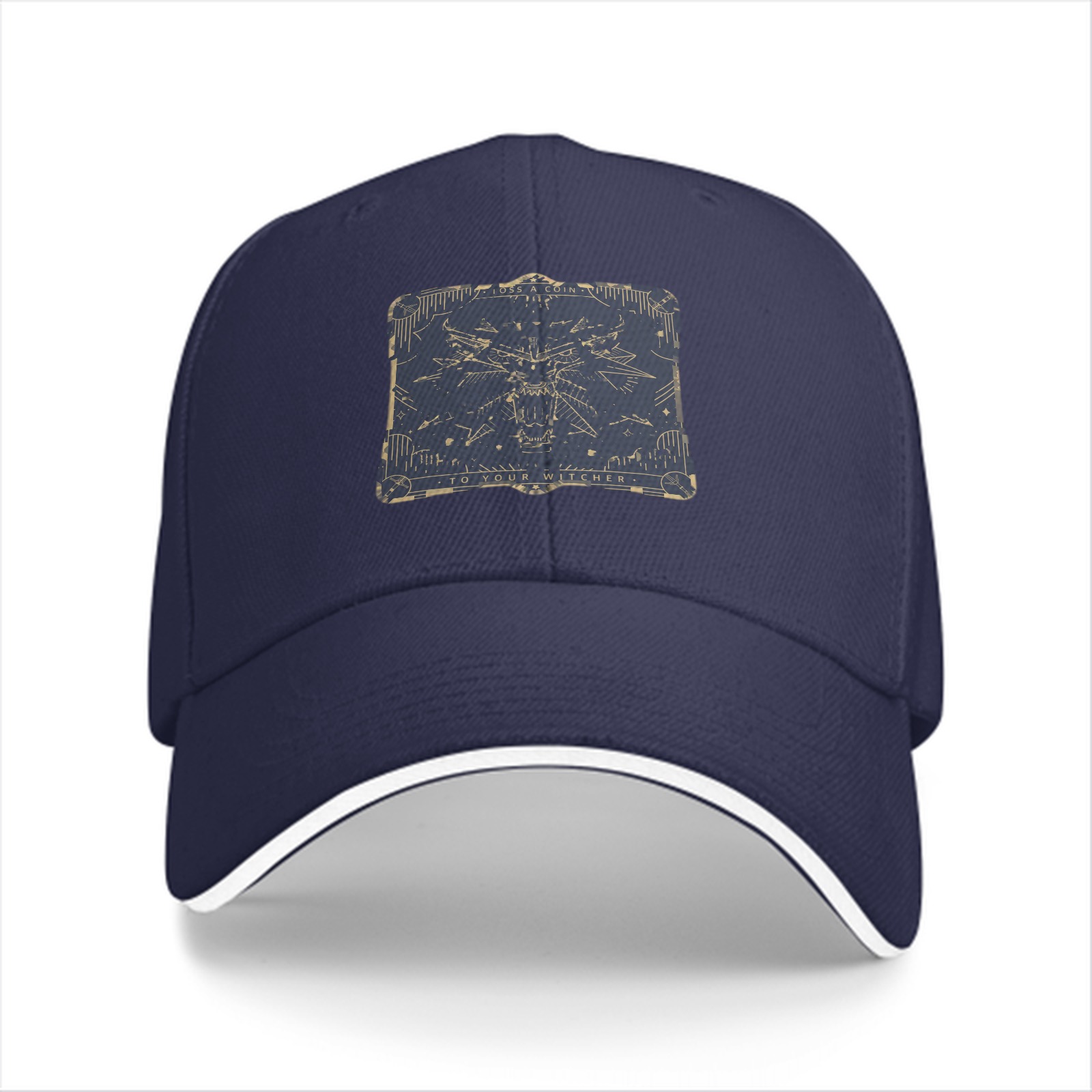 Black Baseball Cap With Fantasy Wolf Emblem Patch