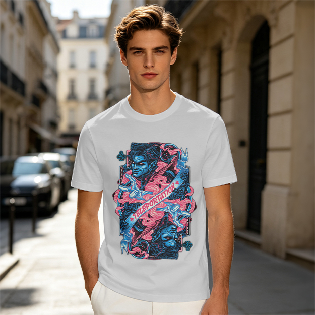 Olive Graphic Tee With Teleportation Demon Artwork
