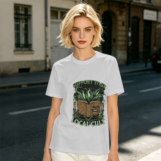 Support Your Local Cult Occult Book Graphic T-Shirt