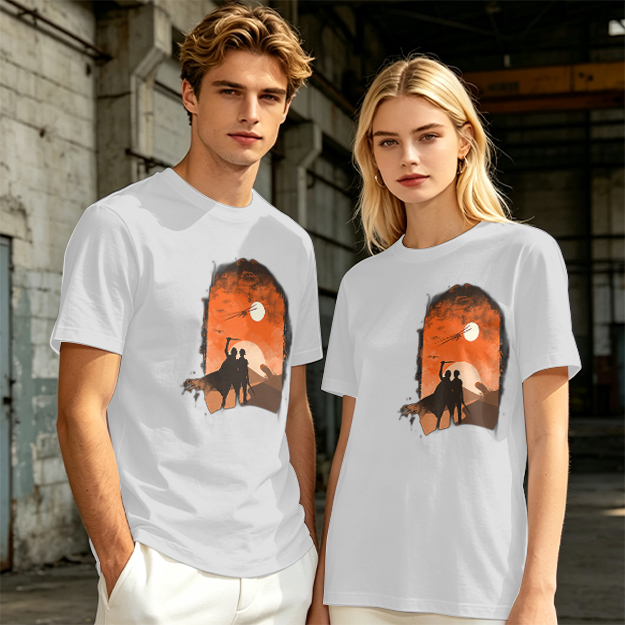 Olive T-Shirt With Desert Sunset Silhouette Print