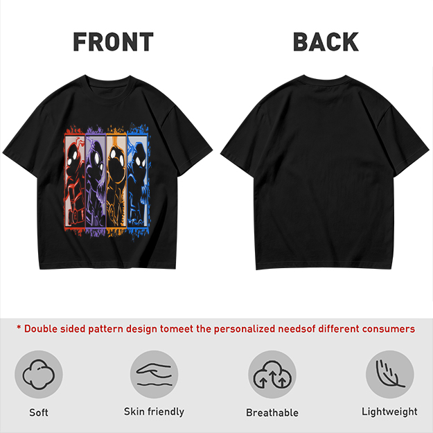Olive T-Shirt With Four Superhero Silhouette Panels