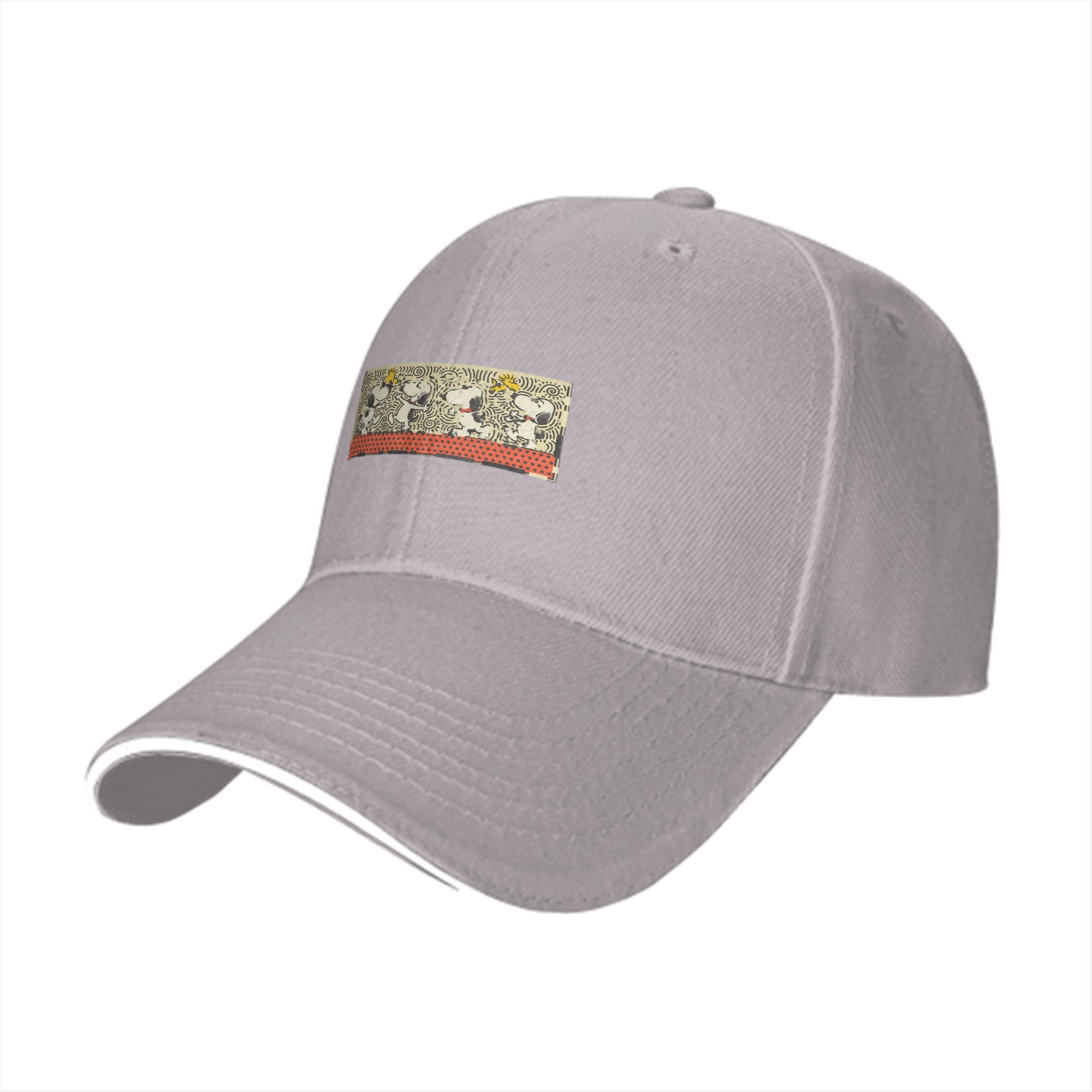 Black Baseball Cap With Snoopy And Woodstock Graphic Patch