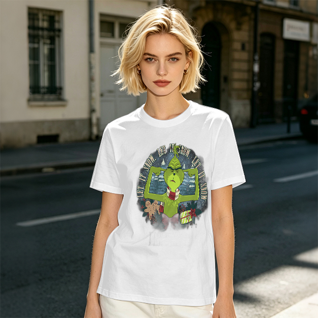 Olive Grinch Christmas Let It Snow Graphic T-Shirt