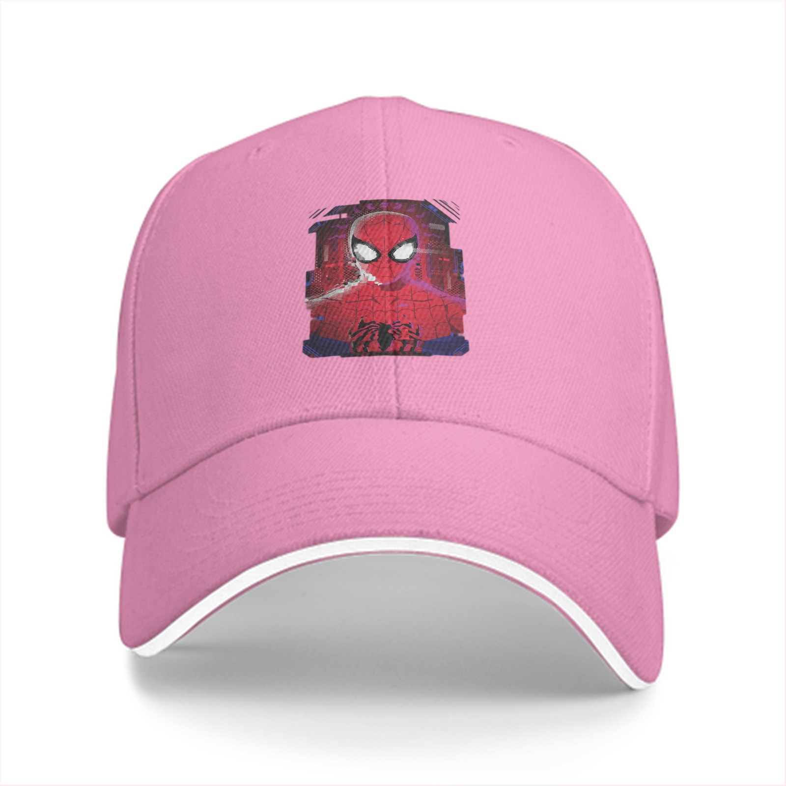 Black Baseball Cap With Spider-Man Graphic Print