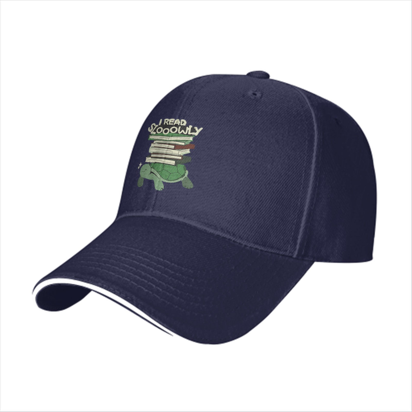 I Read Slowly Turtle With Books Graphic Baseball Cap