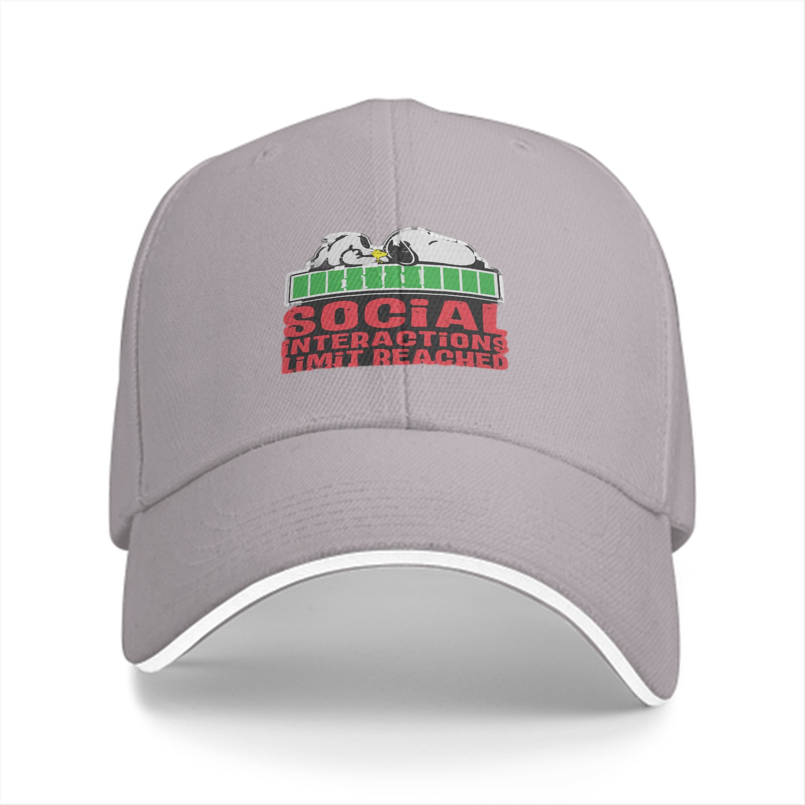 Black baseball cap with social interactions limit reached graphic