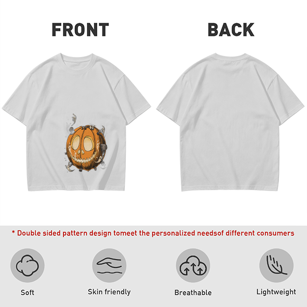 Olive Green T-Shirt With Spooky Halloween Pumpkin Ghost Print