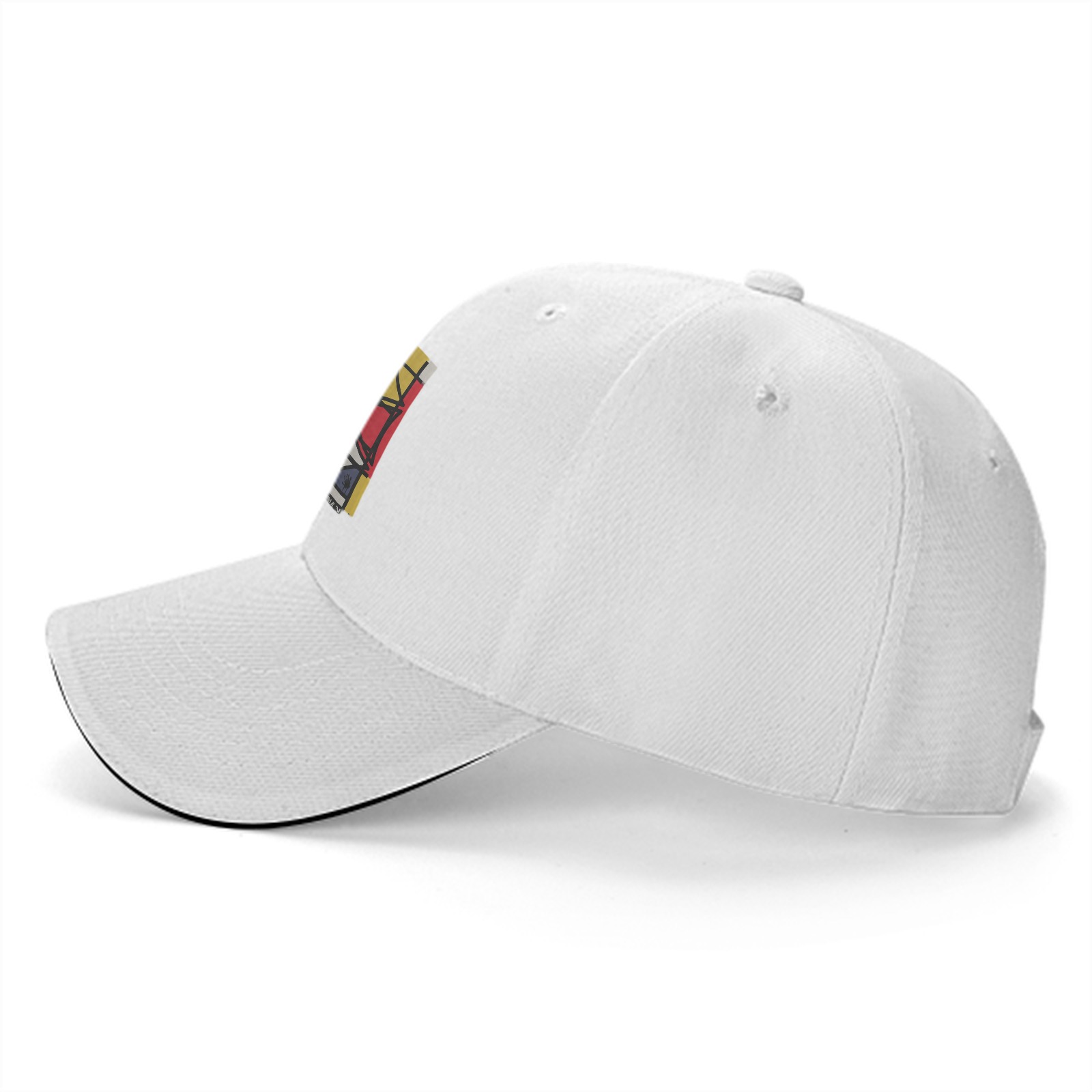 Black Baseball Cap With Abstract Geometric Art Print