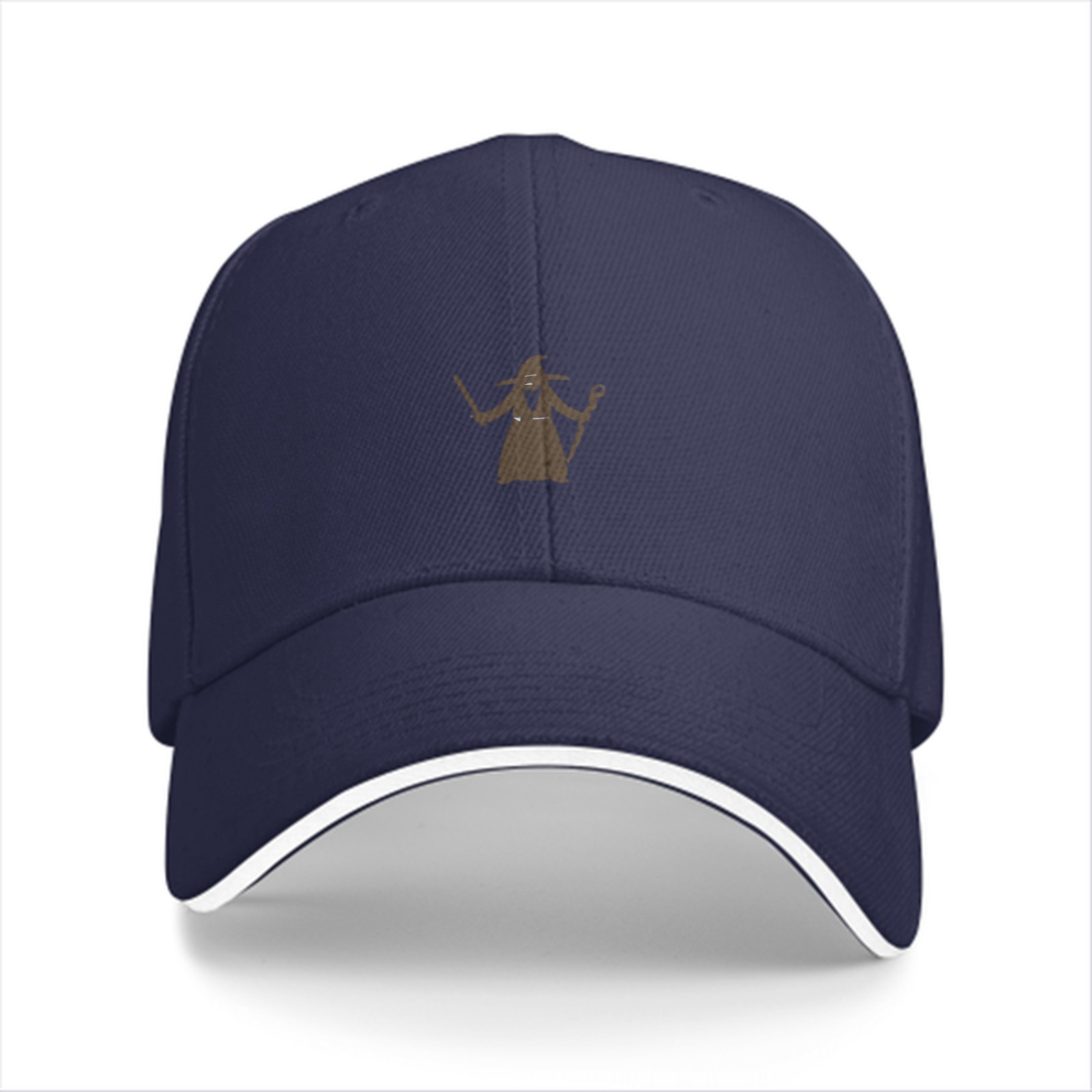 Black Baseball Cap With Brown Wizard Silhouette Graphic