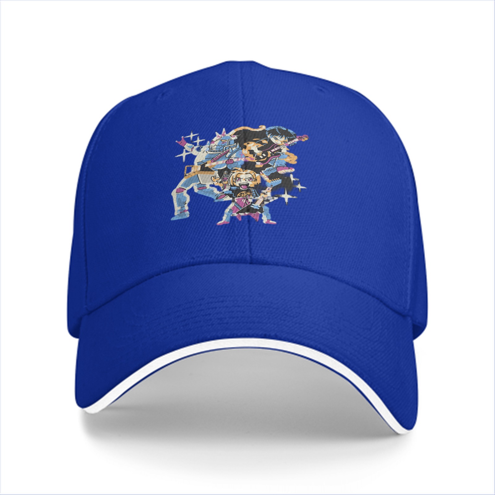 Black Baseball Cap With Anime Character Band Graphic
