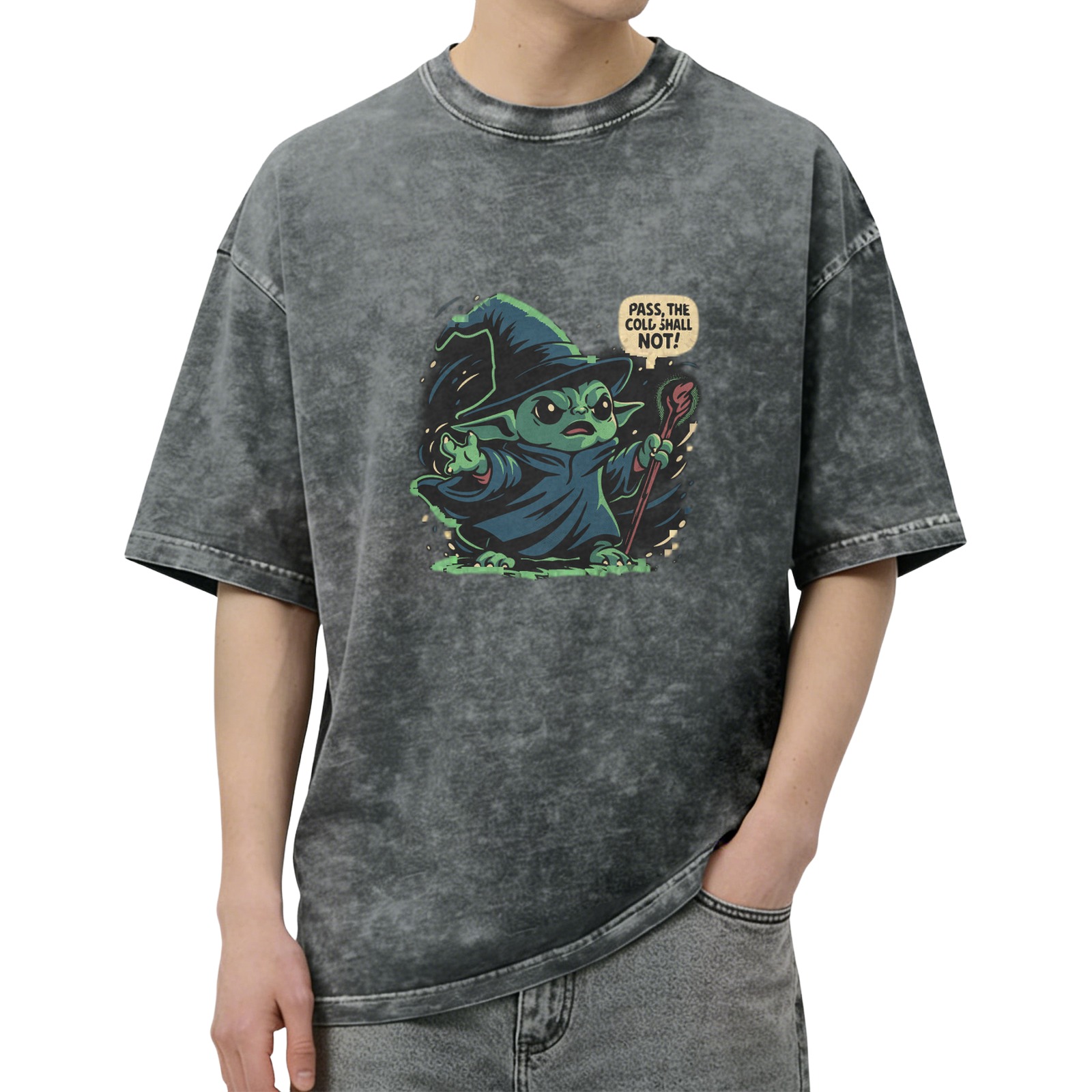 Wizard Baby Yoda 'Pass The Cold Shall Not' Graphic T-Shirt